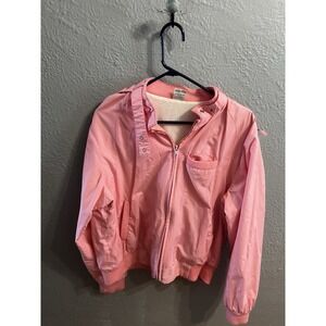 Sears Jacket Womens Pink  Full Zip Windbreaker Bomber Coat Size XL